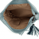 Ефектна дамска чанта за през рамо - тъмно синьо/керемидено кафяво
