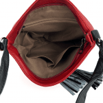 Ефектна дамска чанта за през рамо - червено/черно