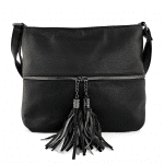Ефектна дамска чанта за през рамо - светло кафяво/черно