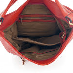 Голяма  чанта с вътршена преграда и детайли от набук - зелена