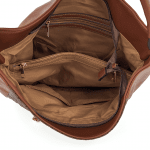 Голяма  чанта с вътршена преграда и детайли от набук - червено-оранжева
