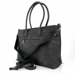Комфортна дамска чанта с много джобове и преграда - черна 
