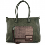 Комфортна дамска чанта с много джобове и преграда - зелена
