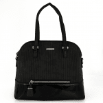 David Jones - Луксозна дамска чанта с лачен детайл - тъмно синя