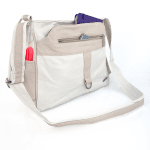 Удобна чанта за през рамо с много джобчета - бяло/бежово