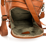 2 в 1 - Раница и чанта със секретно закопчаване - керемидено кафява 