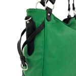 Голяма дамска чанта тип торба - зелено/черно