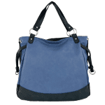 Голяма дамска чанта тип торба - светло синьо/тъмно синьо