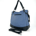 Голяма дамска чанта тип торба - синьо/сиво