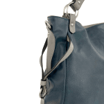 Голяма дамска чанта тип торба - бяло/тъмно синьо