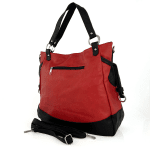 Голяма дамска чанта тип торба - червено/черно