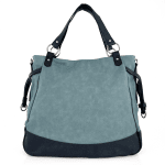 Голяма дамска чанта тип торба - синьо/сиво
