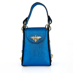 Дамска чантичка с 2 дръжки от естествена кожа Azzurra  - тъмно синьо