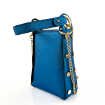Дамска чантичка с 2 дръжки от естествена кожа Azzurra  - синя 