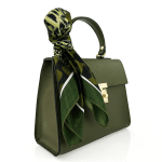 Чанта от естествена кожа с фишу Alessandra - зелена 