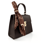 Чанта от естествена кожа с фишу Alessandra - черна