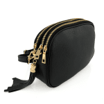 Чанта за през рамо от естествена кожа Carina - черна