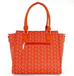 Голяма луксозна дамска чанта с принт - оранжева 
