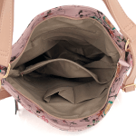 2 в 1 - Дамска чанта и раница с принт на цветя Аrdea - розова 