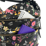 2 в 1 - Дамска чанта и раница с принт на цветя Аrdea - сива 