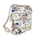 2 в 1 - Дамска чанта и раница с принт на цветя Аrdea - бяла 
