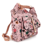 2 в 1 - Дамска чанта и раница с принт на цветя Eliza - розова 