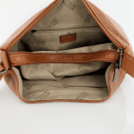Чанта за през рамо с 2 отделения и много джобчета - керемидено кафява