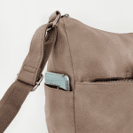 Чанта за през рамо с 2 отделения и много джобчета - светло сива