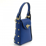 Дамска чантичка с 2 дръжки от естествена кожа Azzurra  - синьо