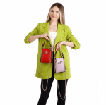 Дамска чантичка с 2 дръжки от естествена кожа Azzurra  - металическо зелено 