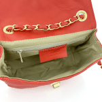 Капитонирана чанта за през рамо от естествена кожа Mila - горчица 
