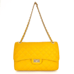 Голяма дамска чанта за през рамо от естествена кожа Alea - жълта 