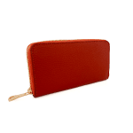 Дамско портмоне от естествена кожа - червено-оранжево