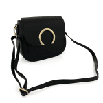 Чанта за през рамо от естествена кожа Nelina - черна 