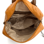 2 в 1 - Раница и чанта с опушен ефект - керемидено кафява