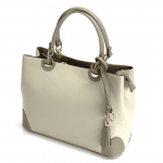 Дамска  чанта от естествена кожа Alika - бежово/сиво