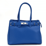 Луксозна чанта от естествена кожа Vivian - тъмно синя 