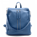2 в 1 - Раница и чанта от естествена кожа - синя 