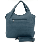 Голяма дамска чанта тип торба с опушени детайли - керемидено кафява