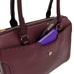 Удобна дамска чанта с много джобове - бордо 
