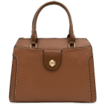 Удобна дамска чанта с много джобове - светло кафява