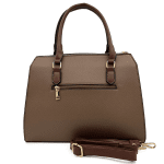 Удобна дамска чанта с много джобове - керемидено кафява 