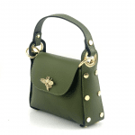 Дамска чантичка с 2 дръжки от естествена кожа Alena  - тъмно зелена