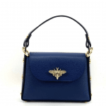 Дамска чантичка с 2 дръжки от естествена кожа Alena  - тъмно синя