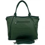 Голяма дамска чанта тип торба с опушени детайли - светло кафява