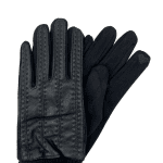 Дамски ръкавици с детайли от естествена кожа - черни