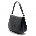 Дамска чанта от естествена кожа с 3 дръжки - черна