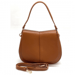 Дамска чанта от естествена кожа с 3 дръжки - керемидено кафява