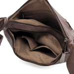 Чанта за през рамо с 2 големи отделения и много джобове - тъмно кафява 