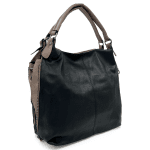 Голяма дамска чанта тип торба - черно/кафяво 